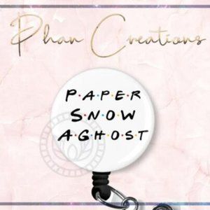 Paper Snow A Ghost Retractable Badge Reel Cute Friends ID Holder